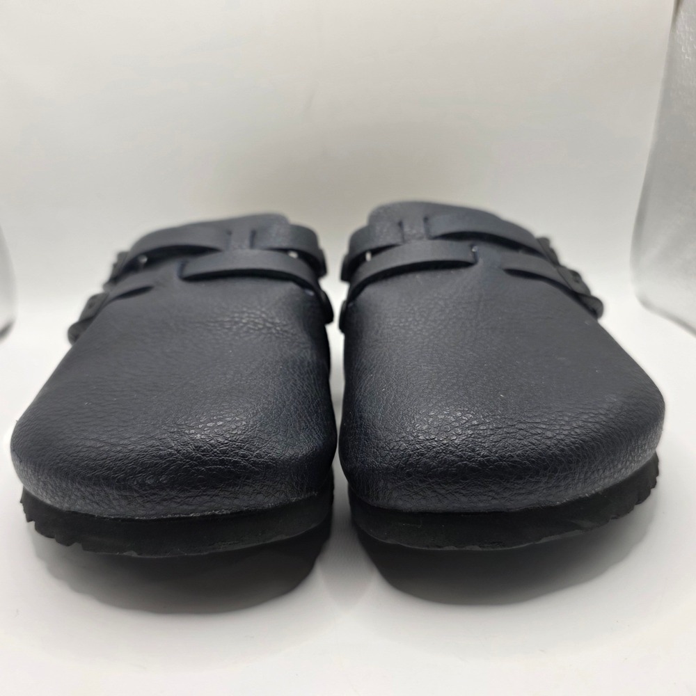 Birkis by Birkenstock Navy Blue Pebbled Double Buckle Clogs Mules Women 9 Men 7 - Picture 3 of 9